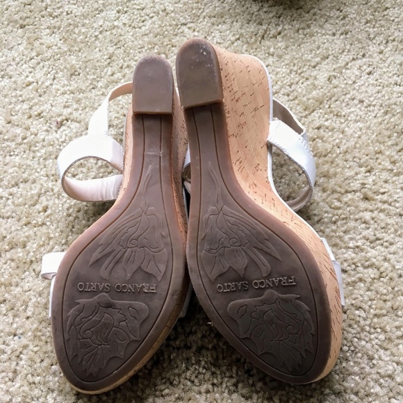 Franco Sarto White Strappy Cork Wedge Sandals - Picture 4 of 6